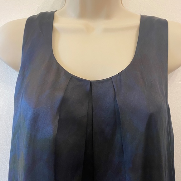 Silk watercolor print lined sleeveless dress - Picture 6 of 6